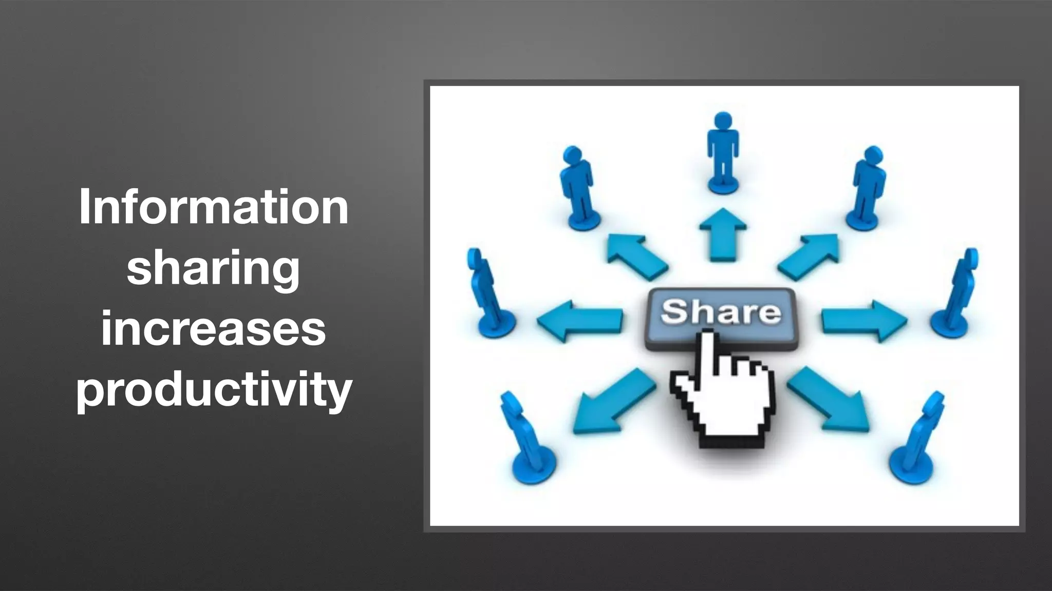Information
sharing
increases
productivity
 
