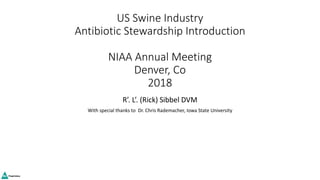 US Swine Industry
Antibiotic Stewardship Introduction
NIAA Annual Meeting
Denver, Co
2018
R’. L’. (Rick) Sibbel DVM
With special thanks to Dr. Chris Rademacher, Iowa State University
 