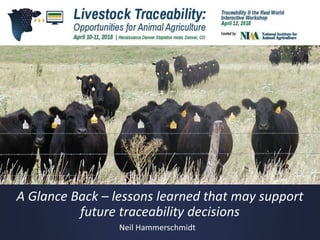 Neil Hammerschmidt
A Glance Back – lessons learned that may support
future traceability decisions
 