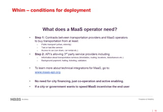 12
Whim – conditions for deployment
 