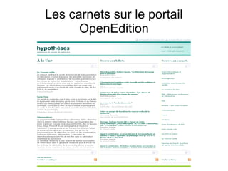 Les carnets sur le portail
OpenEdition
 