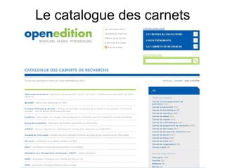 Le catalogue des carnets
 