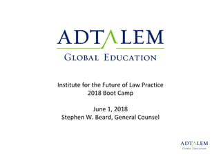 Institute for the Future of Law Practice
2018 Boot Camp
June 1, 2018
Stephen W. Beard, General Counsel
 