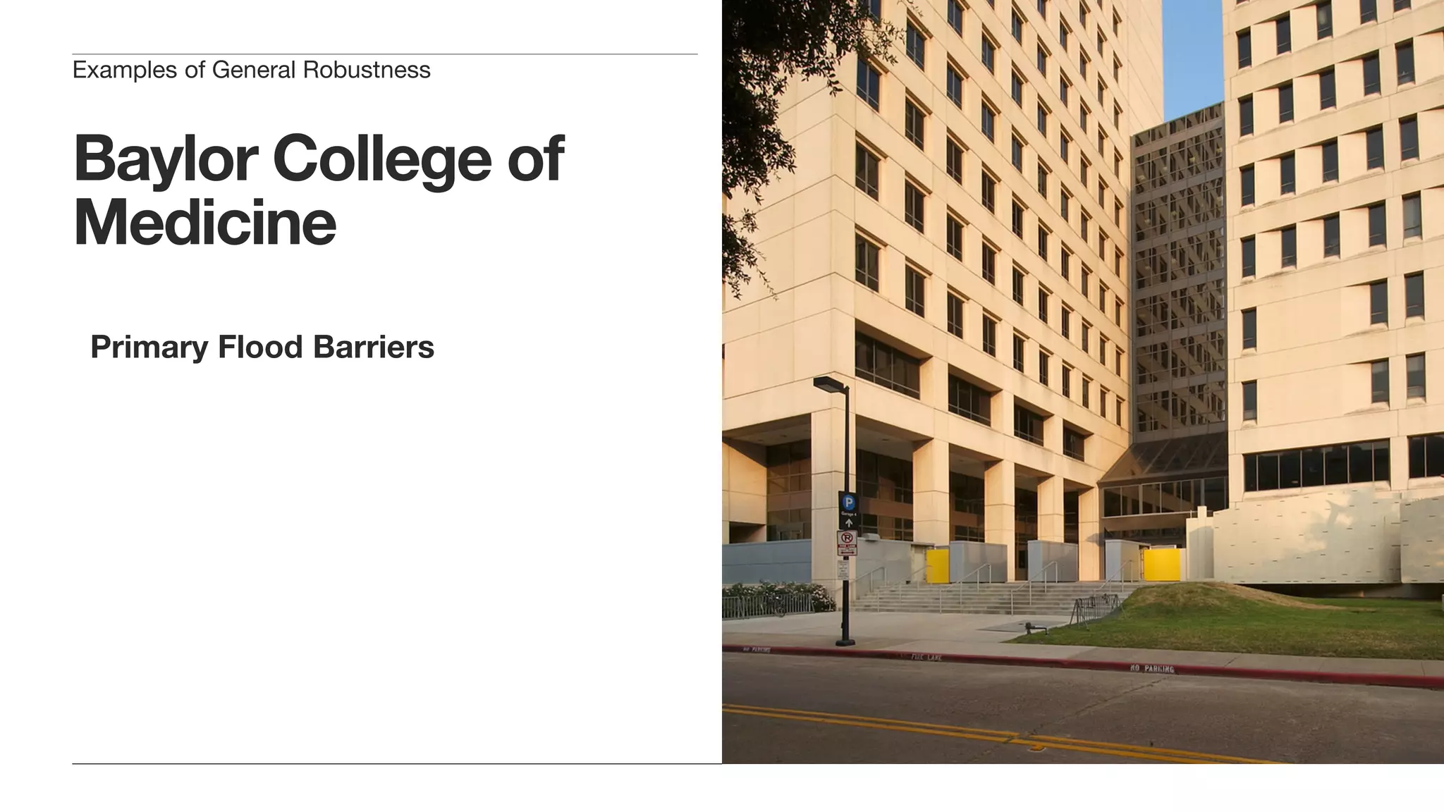 Baylor College of
Medicine
Primary Flood Barriers
Examples of General Robustness
 