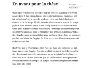 02 mai 2011
En avant pour la thèse
Raphaëlle Bats
 