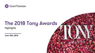 The 2018 Tony Awards
Highlights
June 10th, 2018
 