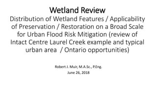 Wetland Review
Distribution of Wetland Features / Applicability
of Preservation / Restoration on a Broad Scale
for Urban F...