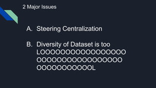 2 Major Issues
A. Steering Centralization
B. Diversity of Dataset is too
LOOOOOOOOOOOOOOOOO
OOOOOOOOOOOOOOOOO
OOOOOOOOOOOL
 