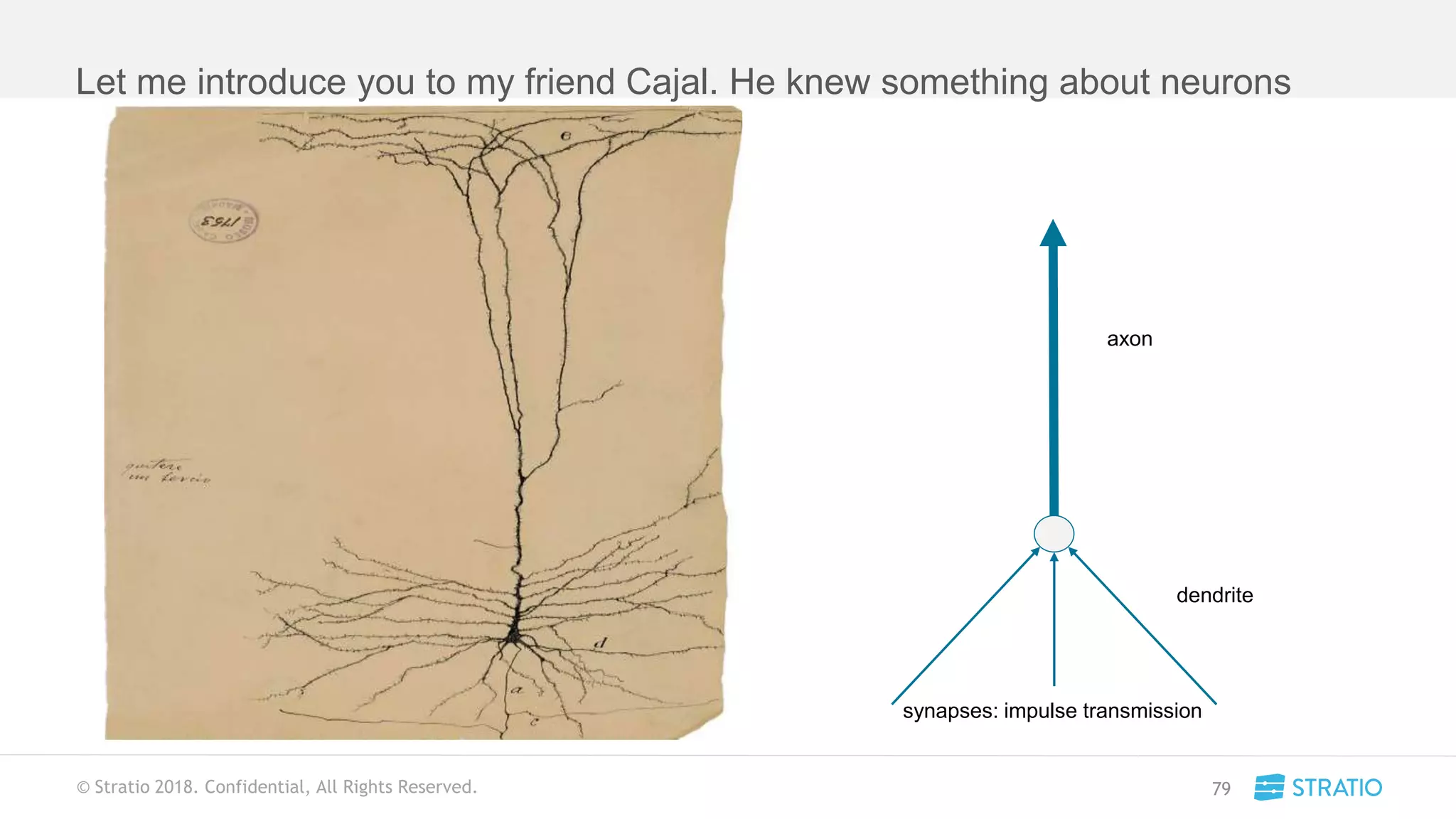 © Stratio 2018. Confidential, All Rights Reserved.
Let me introduce you to my friend Cajal. He knew something about neurons
79
dendrite
axon
synapses: impulse transmission
 