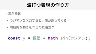 const y = 振幅 * Math.sin(ラジアン);
 
