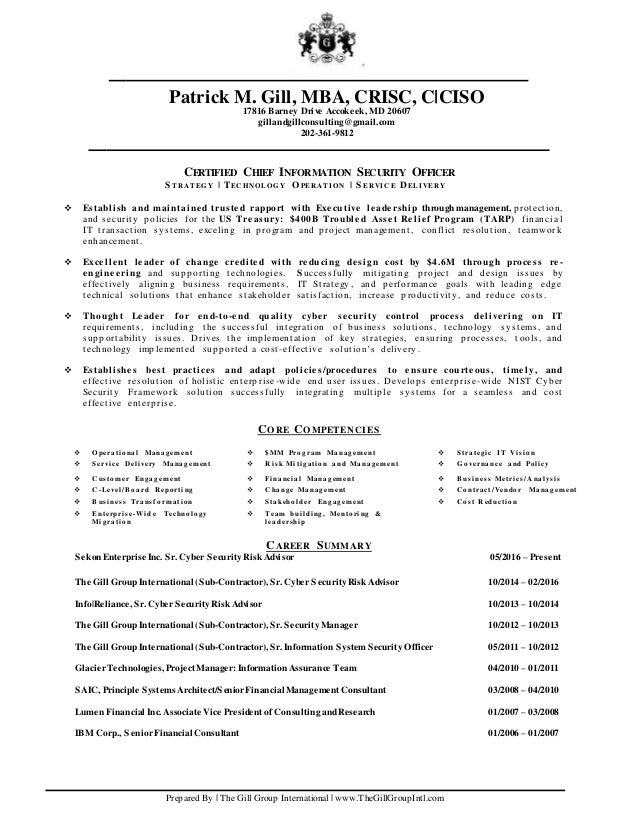 prepared by the gill group international wwwthegillgroupintlcom certified chief information - Ciso Resume prepared by the gill group international wwwthegillgroupintlcom certified chief information - Ciso Resume