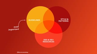 @BennoLoewenberg
most
important
HOW TO USEGUIDELINES STYLE &
PATTERNS
DES & DEV
RESOURCES
 
