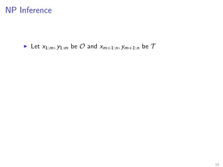 NP Inference
Let x1:m, y1:m be O and xm+1:n, ym+1:n be T
15
 