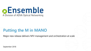 Putting the M in MANO
September 2018
Major new release delivers NFV management and orchestration at scale
 