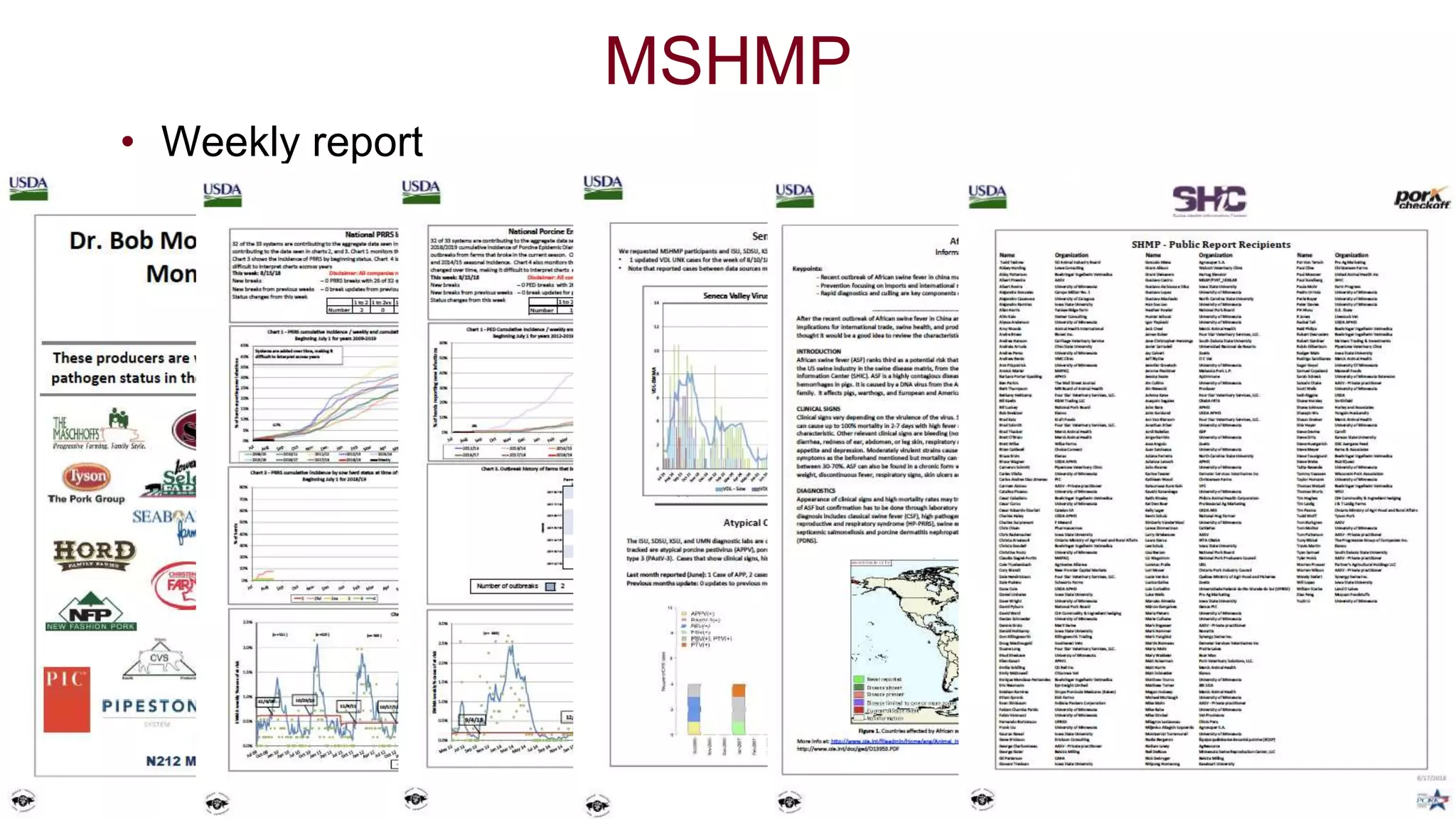 MSHMP
• Weekly report
 