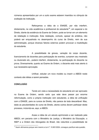 ENADE e EXAME DE ORDEM