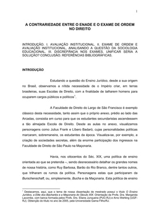 ENADE e EXAME DE ORDEM