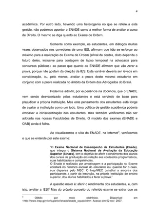ENADE e EXAME DE ORDEM