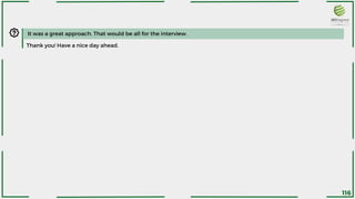 It was a great approach. That would be all for the interview.
Thank you! Have a nice day ahead.
116
 