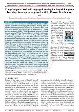 Using Computer Assisted Language Learning for English Language Teaching ...