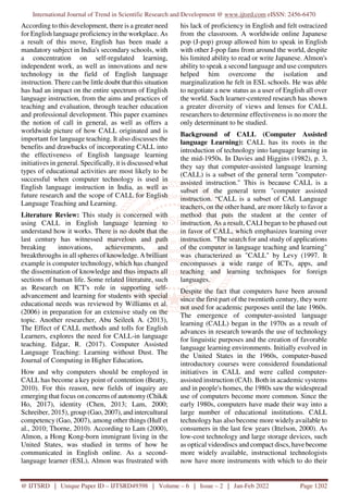 Using Computer Assisted Language Learning for English Language Teaching ...