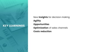KEY LEARNINGS
New Insights for decision making
Agility
Opportunities
Optimization of sales channels
Costs reduction
 