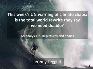This week’s UN warning of climate chaos:
is the total world rewrite they say
we need doable?
An analysis in 10 pictures and charts
Jeremy Leggett
 