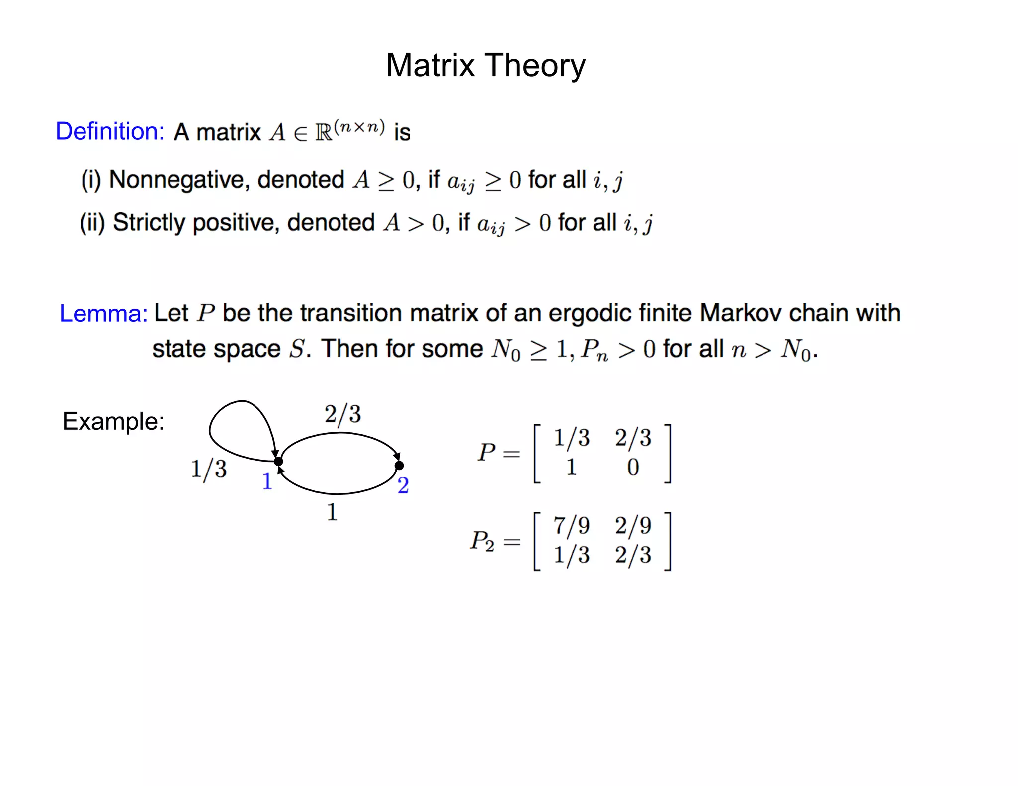 Matrix Theory
Definition:
Lemma:
Example:
 