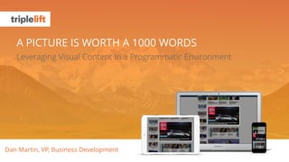 A PICTURE IS WORTH A 1000 WORDS 
Leveraging Visual Content In a Programmatic Environment 
Dan Martin, VP, Business Development 
 
