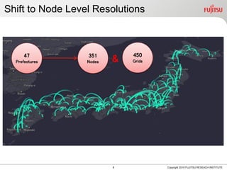 Shift to Node Level Resolutions
Copyright 2018 FUJITSU RESEACH INSTITUTE
47
Prefectures
351
Nodes
8
450
Grids&
 