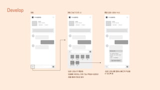 채팅 채팅 더보기 터치 시 통합 입양 신청서 수신
Develop
-입양 신청서를 앱에서 빠르게 작성할
수 있도록 함
-입양 신청서가 통합됨
-화폐를 저장하는 자체 기능 (책임비=입양비)
-앱을 통해 번호표 발부
 