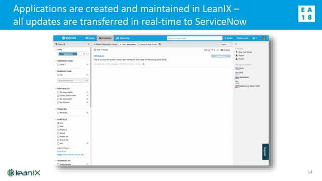 LeanIX-ServiceNow Integration | PPTX | Cloud Computing | Internet