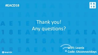 WIFI: Leanix
Code: EAconnectdays
Thank you!
Any questions?
 