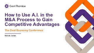 How to Use A.I. in the
M&A Process to Gain
Competitive Advantages
The Deal Economy Conference
Nichole Jordan
 