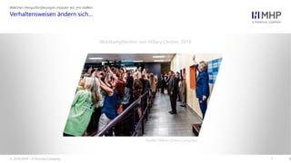 l
Verhaltensweisen ändern sich…
Welchen Herausforderungen müssen wir uns stellen
6
Wahlkampftermin von Hillary Clinton, 2016
Quelle: Hillary Clinton Campaign
© 2018 MHP – A Porsche Company
 