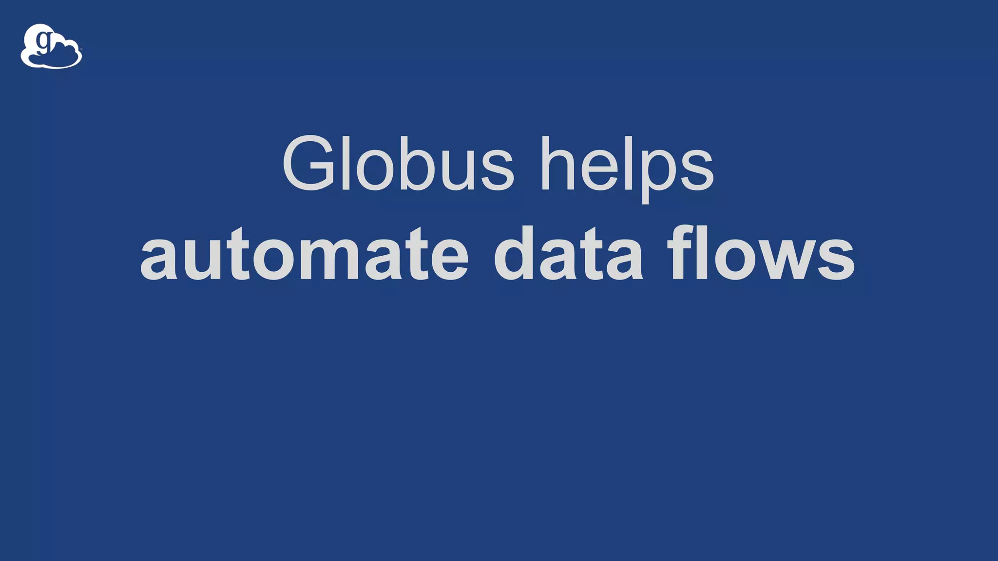 Globus helps
automate data flows
 