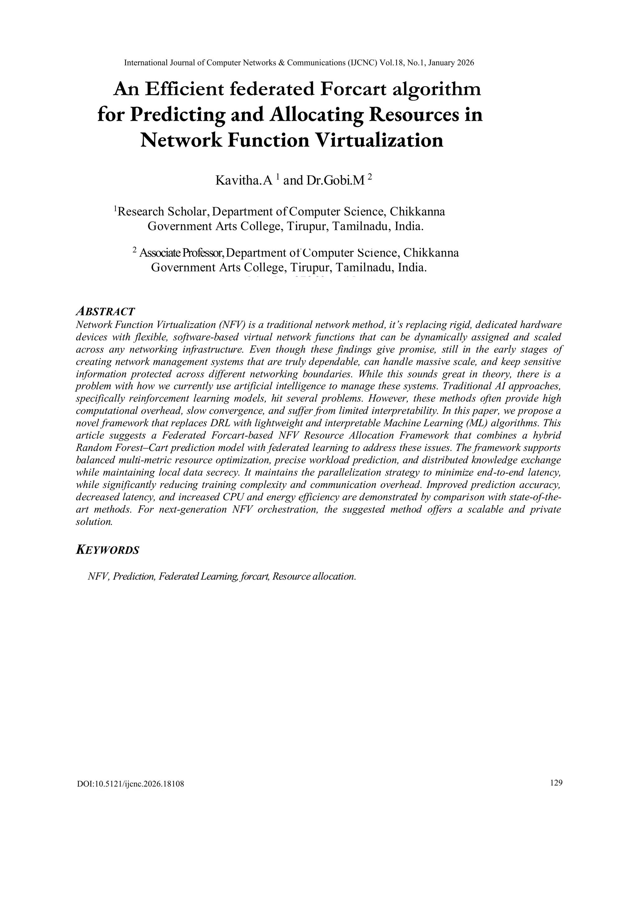 An Efficient federated Forcart algorithm for Predicting and Allocating ...