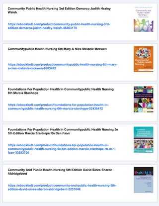Communitypublic Health Nursing Promoting The Health Of Populations 7th ...