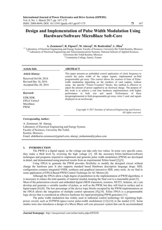 Design and Implementation of Pulse Width Modulation Using Hardware ... image.