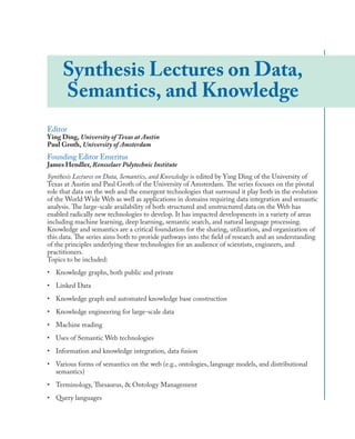 Knowledge Graphs Synthesis Lectures On Data Semantics And Knowledge ...