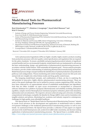 Modelbased Tools For Pharmaceutical Manufacturing Processes Krist ...