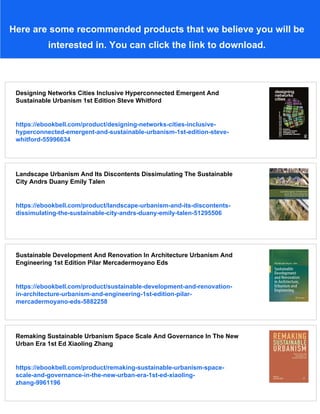 Sustainable Urbanism And Beyond Rethinking Cities For The Future ...