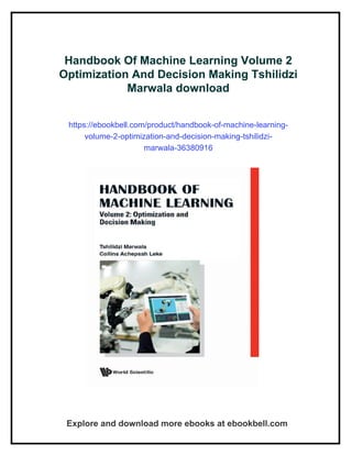 Handbook Of Machine Learning Volume 2 Optimization And Decision Making ...
