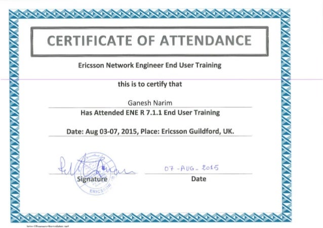attendance certificate
