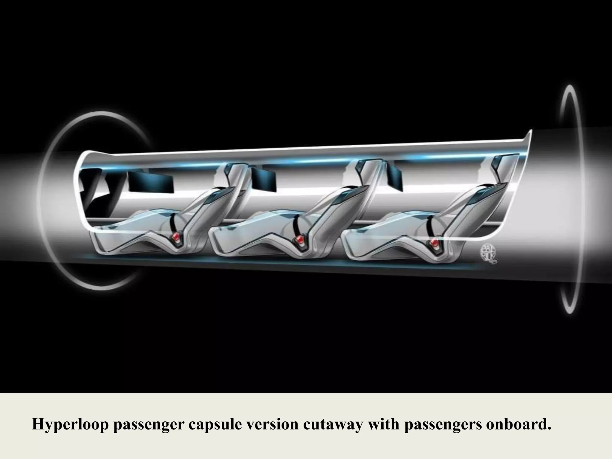 Hyperloop passenger capsule version cutaway with passengers onboard.
 