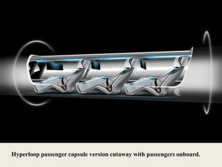 Hyperloop passenger capsule version cutaway with passengers onboard.
 