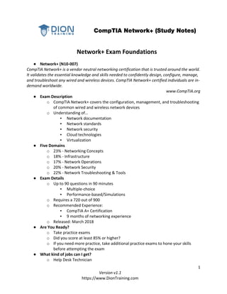 Comptia Network Study Notes Dion Training 11 James Dion | PDF