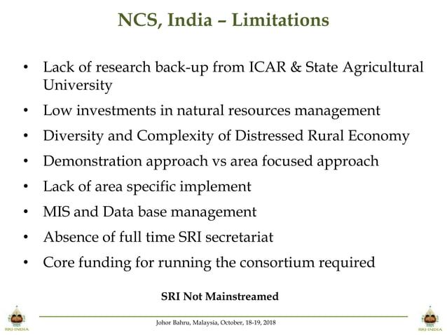 1822 - National Consortium of SRI (NCS) India | PPT