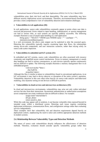 CLASSIFICATION OF SOURCE CODE VULNERABILITIES AND ANALYSIS OF DETECTION ...