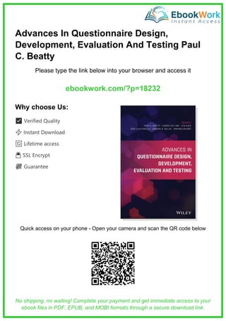 Advances in Questionnaire Design, Development, Evaluation, and Testing ...